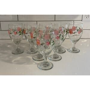 Set of 8 Franciscan Desert Rose Glass Goblets